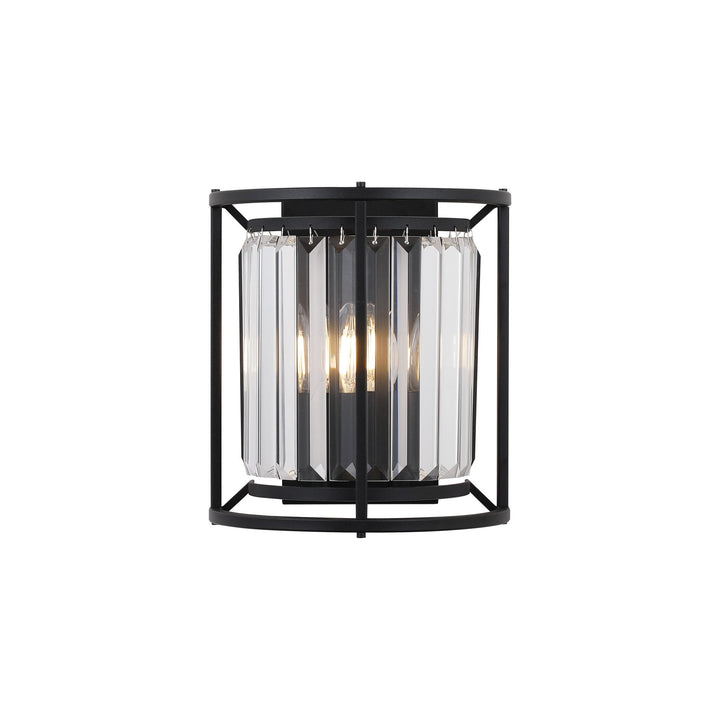 Nelson Lighting NL91149 Maccia 2 Light Wall Light Satin Black Clear