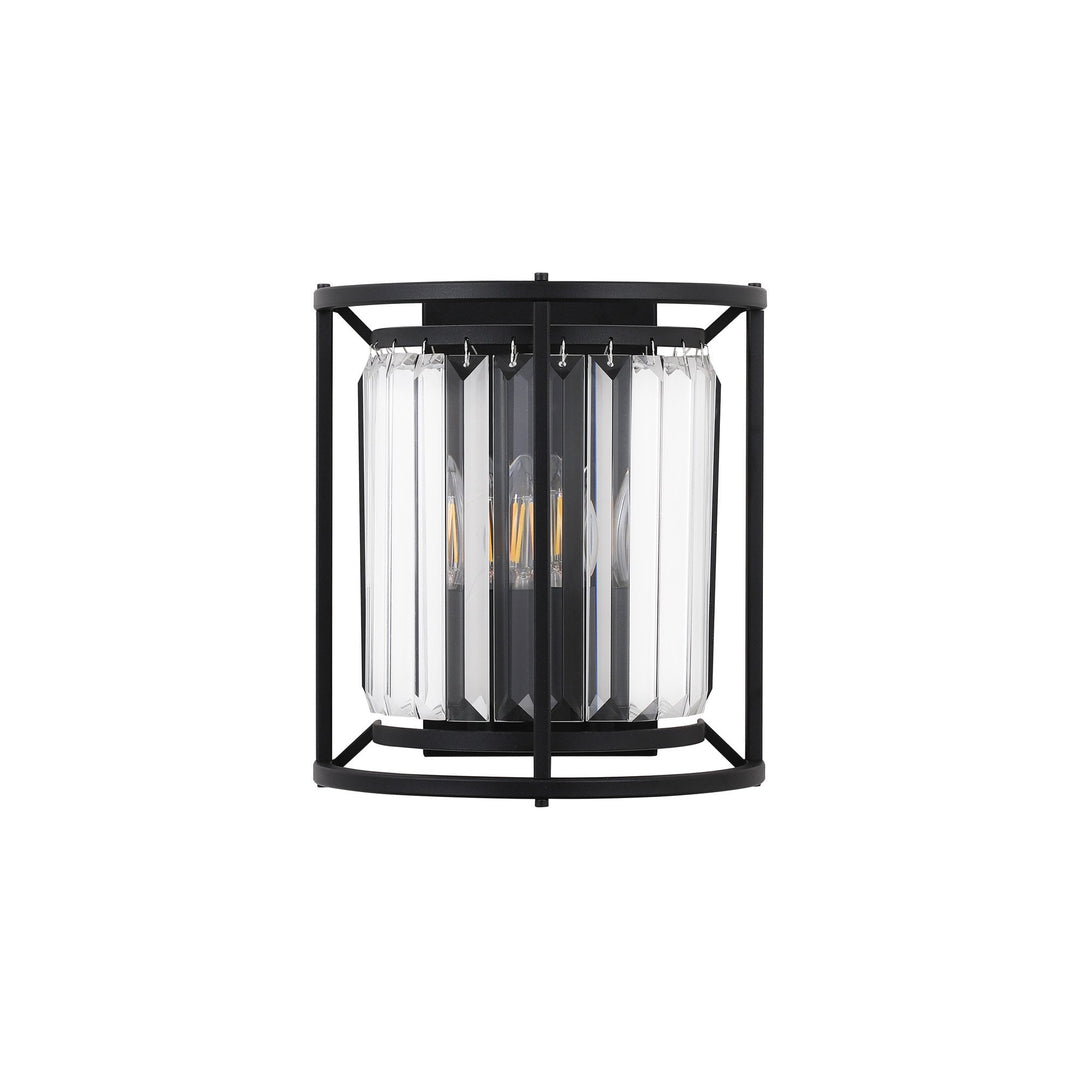 Nelson Lighting NL91149 Maccia 2 Light Wall Light Satin Black Clear