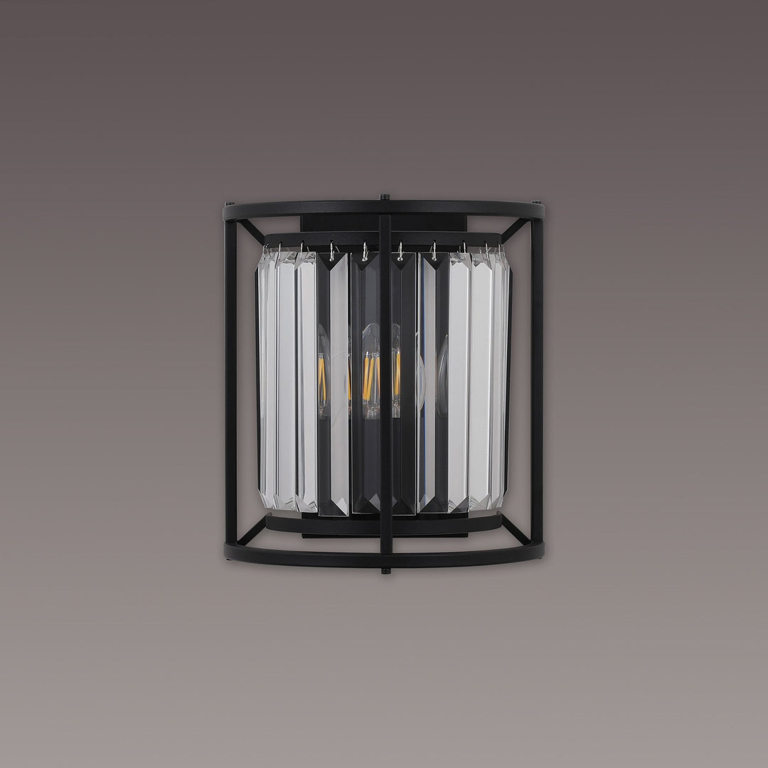 Nelson Lighting NL91149 Maccia 2 Light Wall Light Satin Black Clear