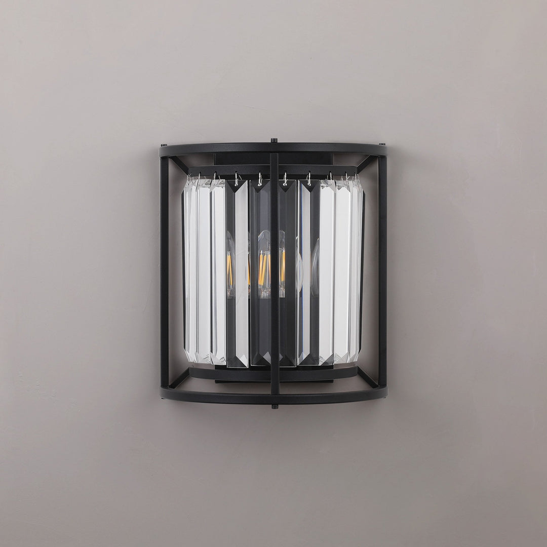 Nelson Lighting NL91149 Maccia 2 Light Wall Light Satin Black Clear