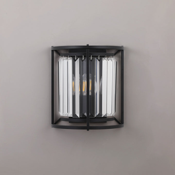 Nelson Lighting NL91149 Maccia 2 Light Wall Light Satin Black Clear