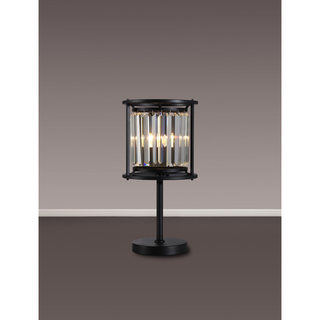 Nelson Lighting NL91159 Maccia 1 Light Table Lamp Satin Black Clear