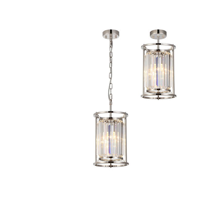 Nelson Lighting NL91169 Maccia 1 Light Pendant/Ceiling Light Polished Nickel Clear