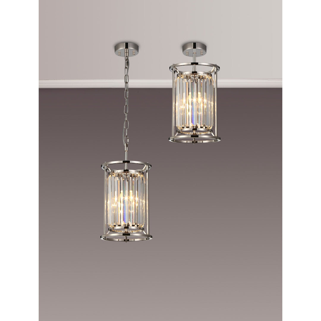 Nelson Lighting NL91169 Maccia 1 Light Pendant/Ceiling Light Polished Nickel Clear