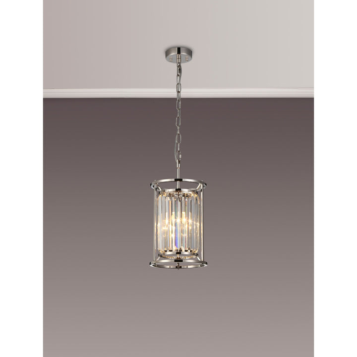 Nelson Lighting NL91169 Maccia 1 Light Pendant/Ceiling Light Polished Nickel Clear