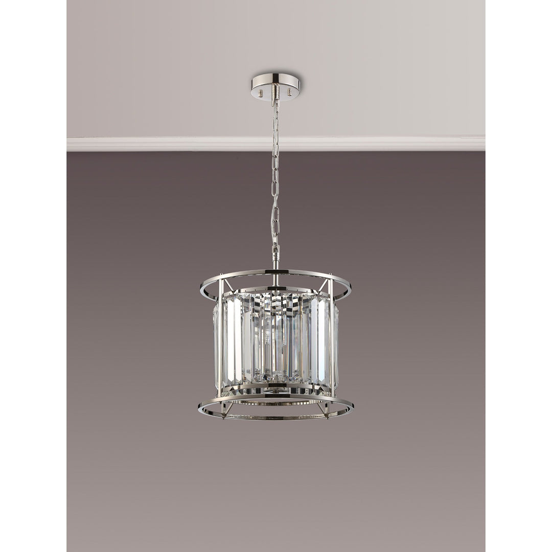 Nelson Lighting NL91179 Maccia 3 Light Pendant/Ceiling Light Polished Nickel Clear