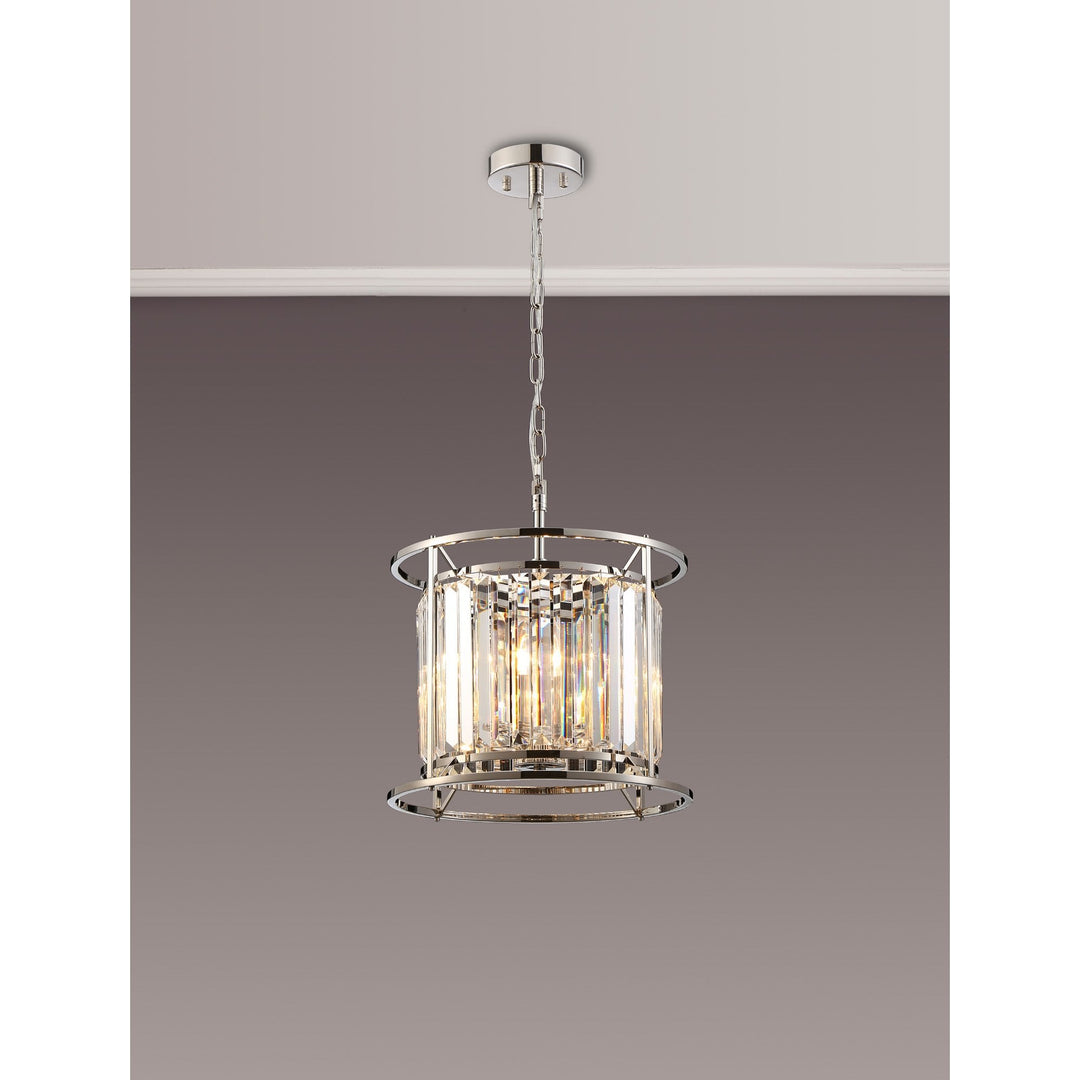 Nelson Lighting NL91179 Maccia 3 Light Pendant/Ceiling Light Polished Nickel Clear