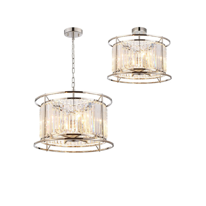 Nelson Lighting NL91189 Maccia 6 Light Pendant/Ceiling Light Polished Nickel Clear