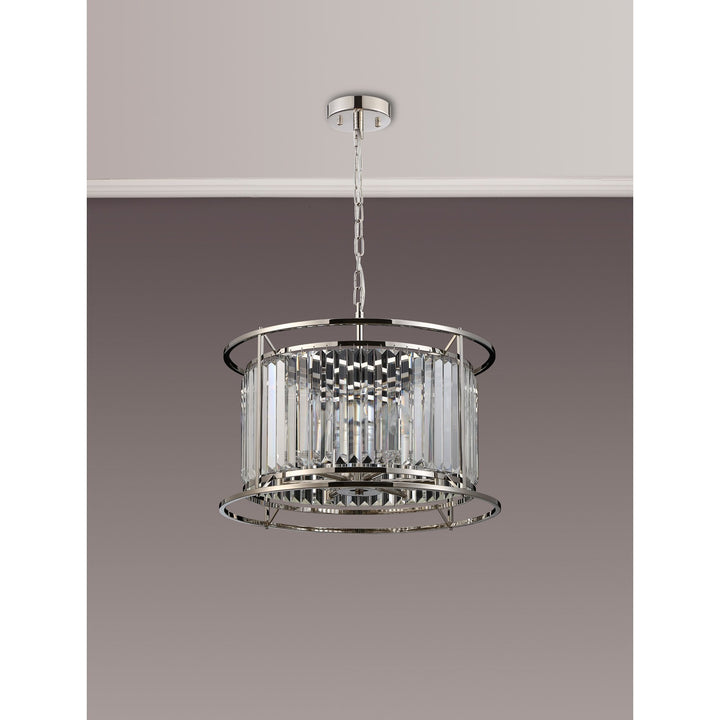 Nelson Lighting NL91189 Maccia 6 Light Pendant/Ceiling Light Polished Nickel Clear