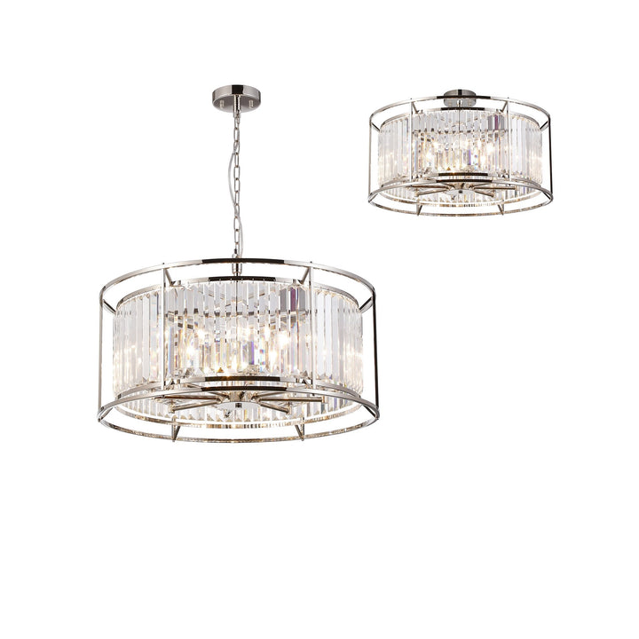 Nelson Lighting NL91199 Maccia 8 Light Pendant/Ceiling Light Polished Nickel Clear