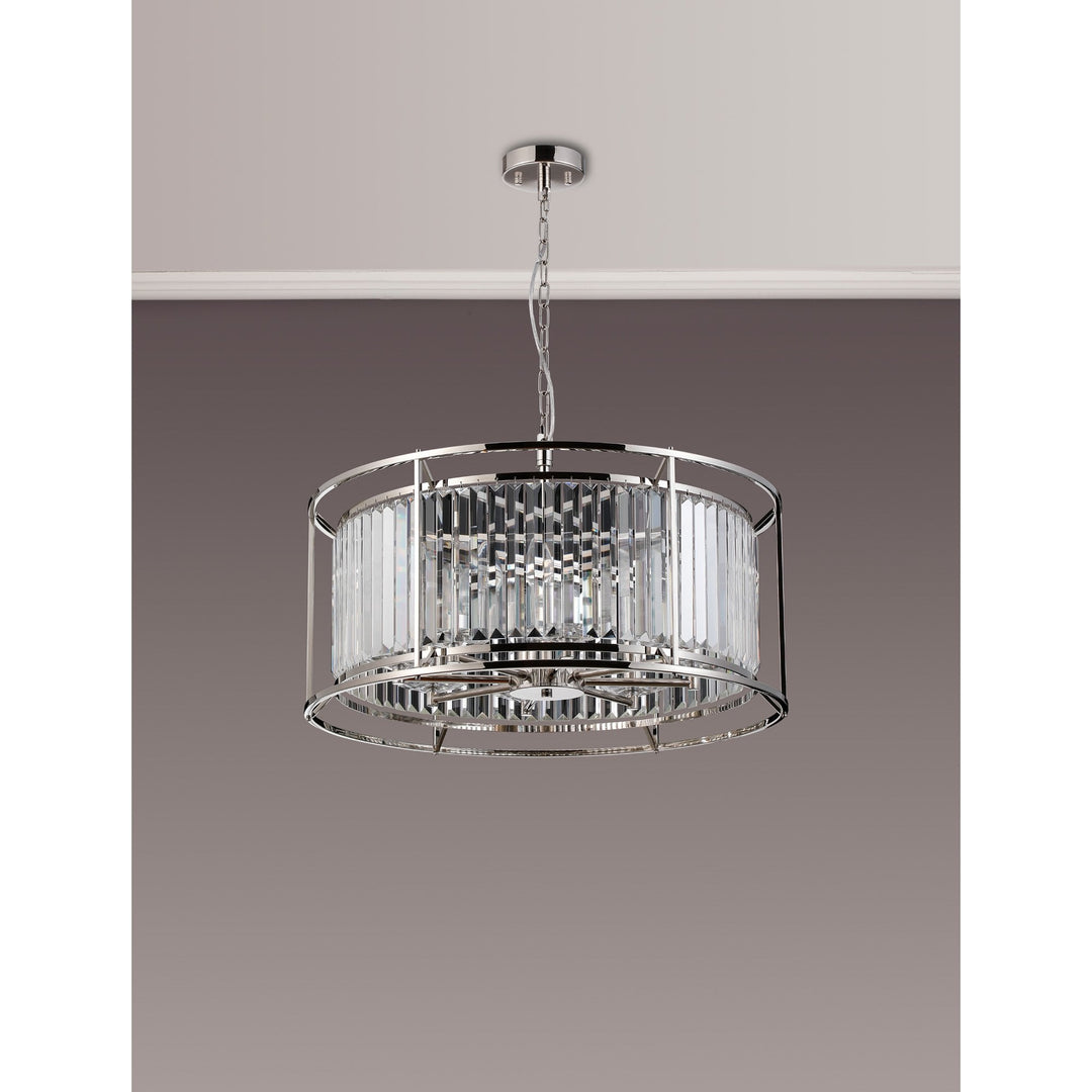 Nelson Lighting NL91199 Maccia 8 Light Pendant/Ceiling Light Polished Nickel Clear