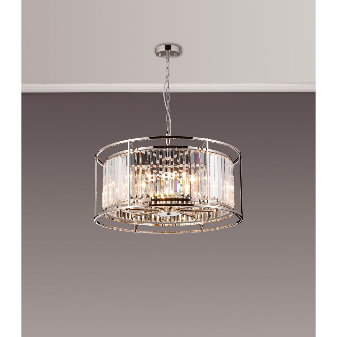 Nelson Lighting NL91199 Maccia 8 Light Pendant/Ceiling Light Polished Nickel Clear