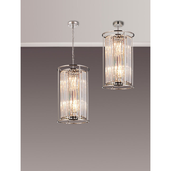 Nelson Lighting NL91209 Maccia 6 Light Pendant/Ceiling Light Polished Nickel Clear