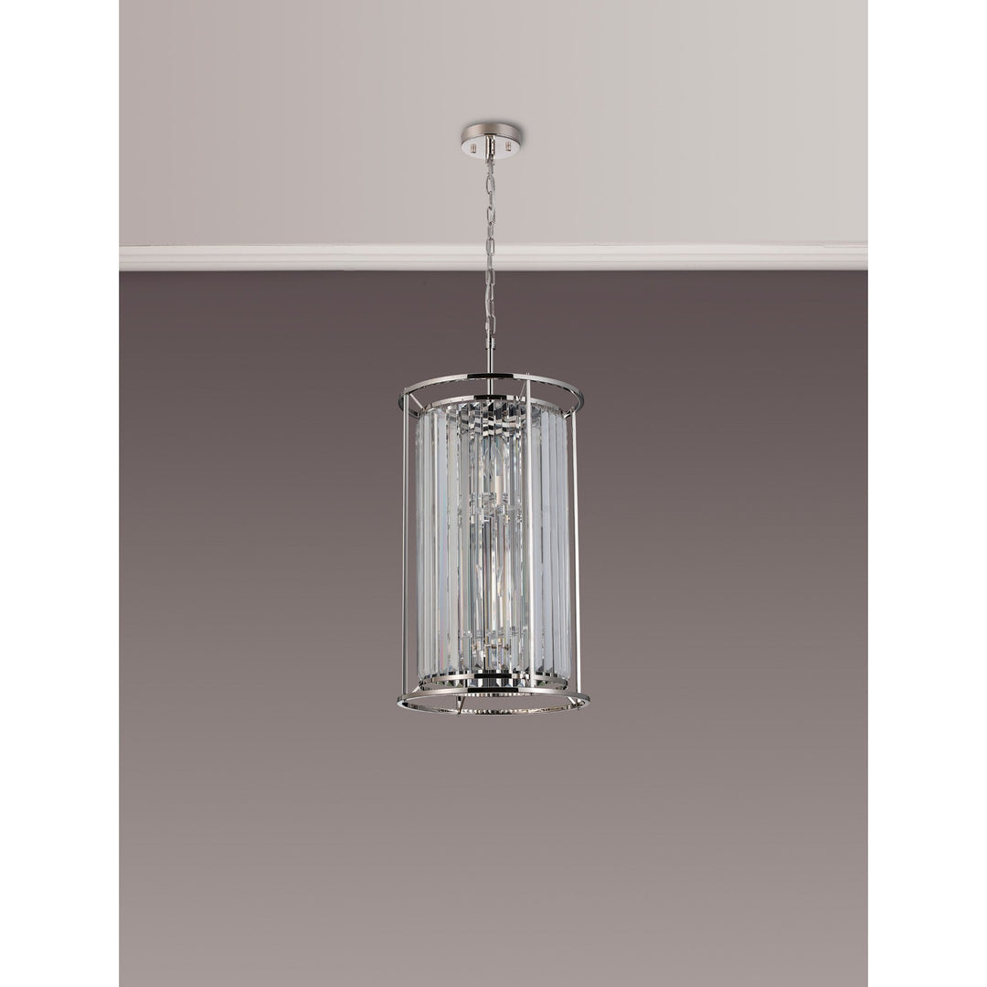 Nelson Lighting NL91209 Maccia 6 Light Pendant/Ceiling Light Polished Nickel Clear