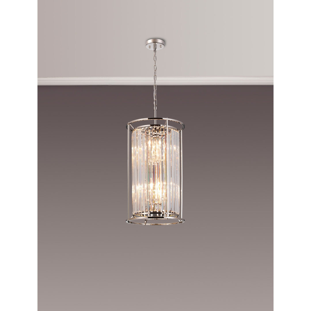 Nelson Lighting NL91209 Maccia 6 Light Pendant/Ceiling Light Polished Nickel Clear