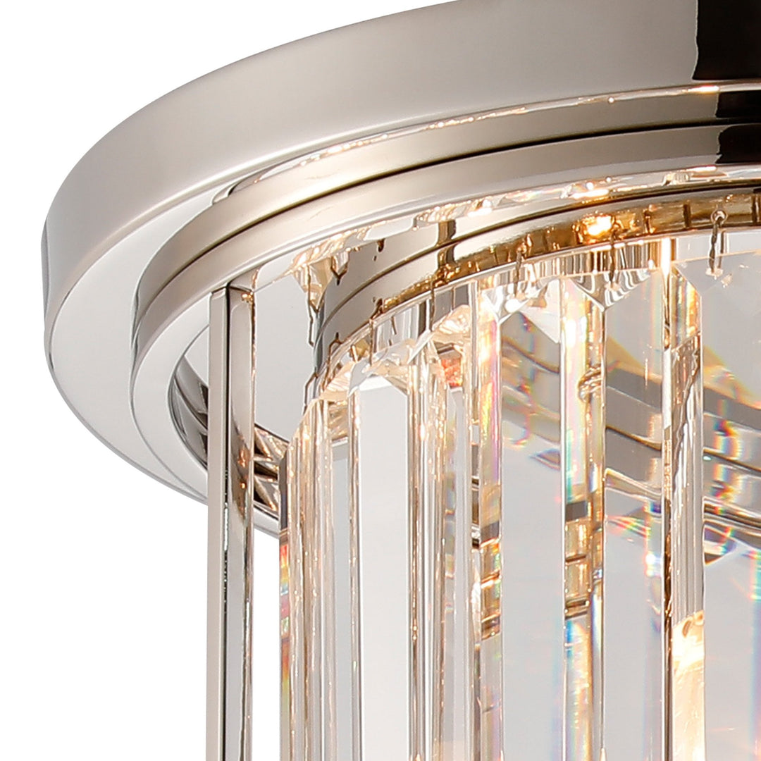 Nelson Lighting NL91229 Maccia 3 Light Flush Ceiling Light Polished Nickel Clear