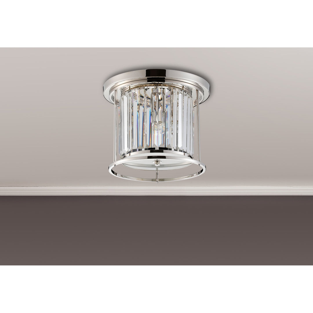 Nelson Lighting NL91229 Maccia 3 Light Flush Ceiling Light Polished Nickel Clear