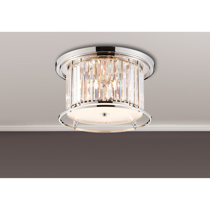 Nelson Lighting NL91239 Maccia 4 Light Flush Ceiling Light Polished Nickel Clear