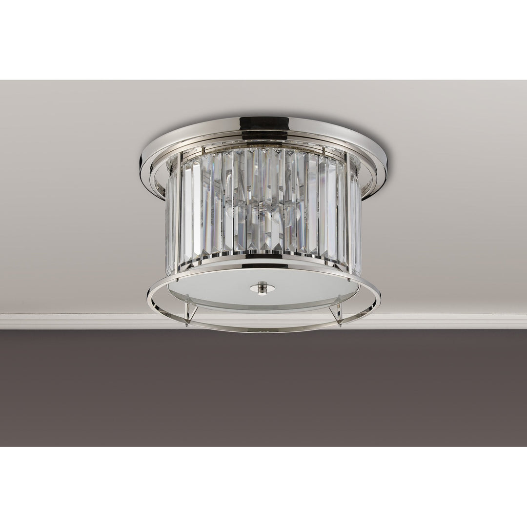 Nelson Lighting NL91239 Maccia 4 Light Flush Ceiling Light Polished Nickel Clear