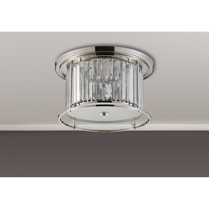 Nelson Lighting NL91239 Maccia 4 Light Flush Ceiling Light Polished Nickel Clear