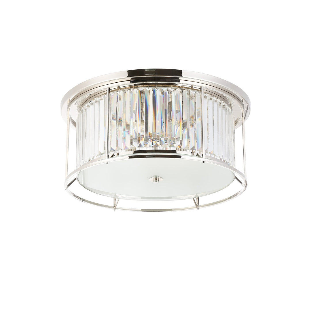 Nelson Lighting NL91249 Maccia 6 Light Flush Ceiling Light Polished Nickel Clear