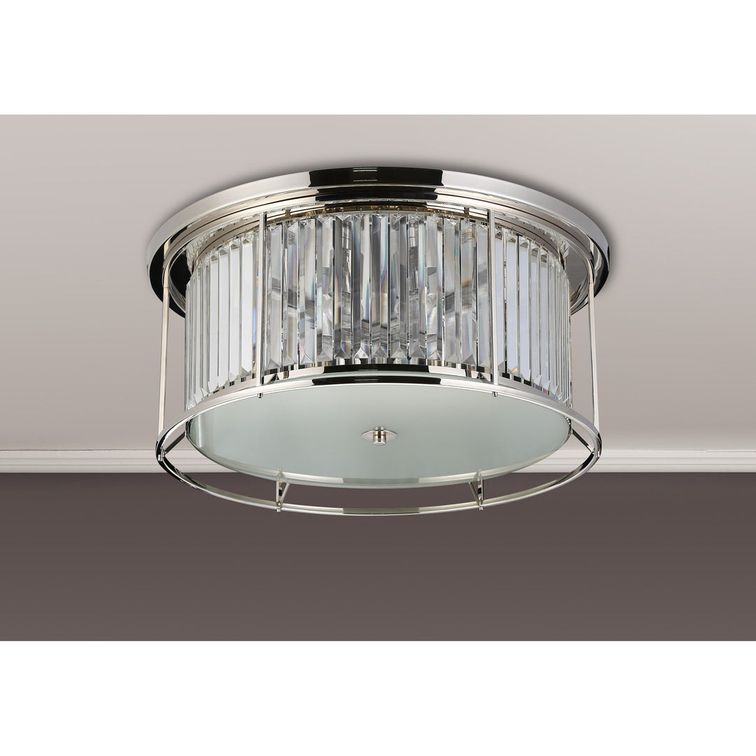 Nelson Lighting NL91249 Maccia 6 Light Flush Ceiling Light Polished Nickel Clear