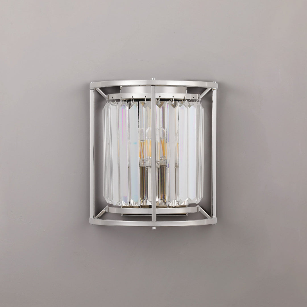 Nelson Lighting NL91259 Maccia 2 Light Wall Light Polished Nickel Clear