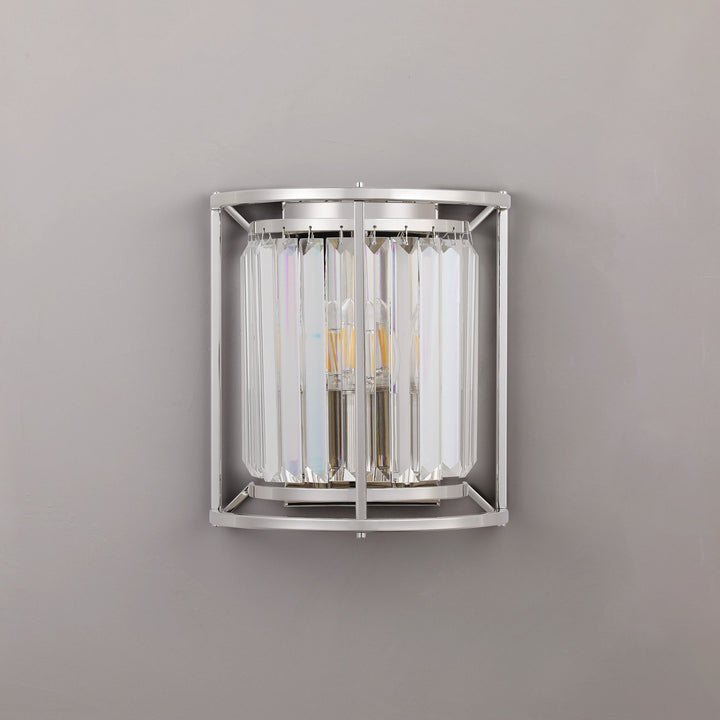 Nelson Lighting NL91259 Maccia 2 Light Wall Light Polished Nickel Clear