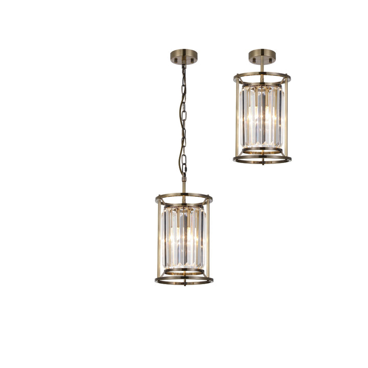 Nelson Lighting NL91279 Maccia 1 Light Pendant/Ceiling Light Antique Brass Clear