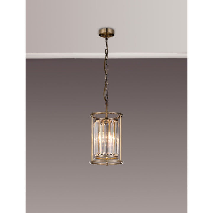 Nelson Lighting NL91279 Maccia 1 Light Pendant/Ceiling Light Antique Brass Clear