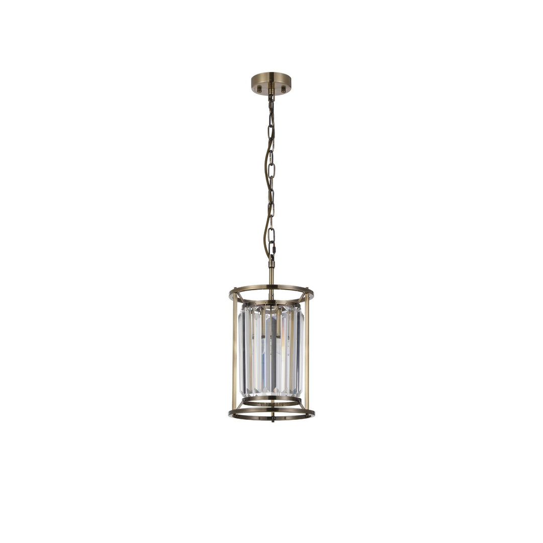 Nelson Lighting NL91279 Maccia 1 Light Pendant/Ceiling Light Antique Brass Clear