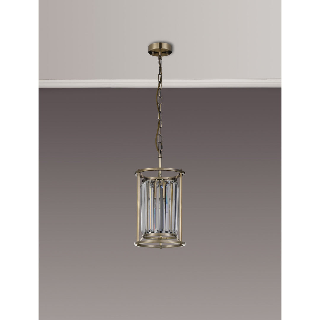 Nelson Lighting NL91279 Maccia 1 Light Pendant/Ceiling Light Antique Brass Clear