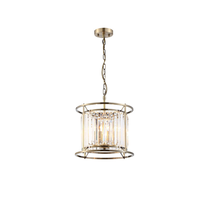 Nelson Lighting NL91289 Maccia 3 Light Pendant/Ceiling Light Antique Brass Clear