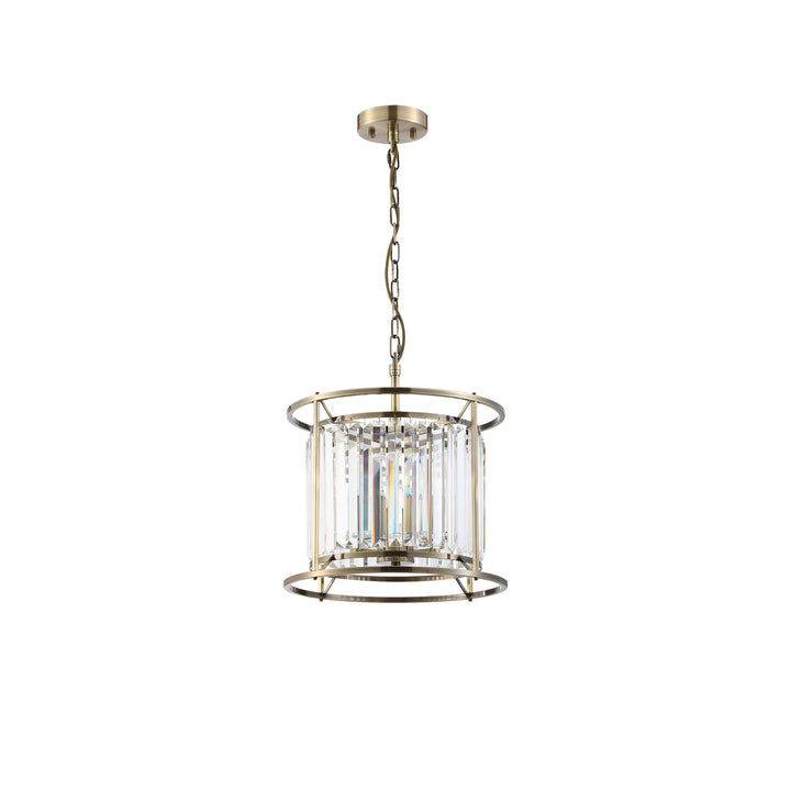 Nelson Lighting NL91289 Maccia 3 Light Pendant/Ceiling Light Antique Brass Clear