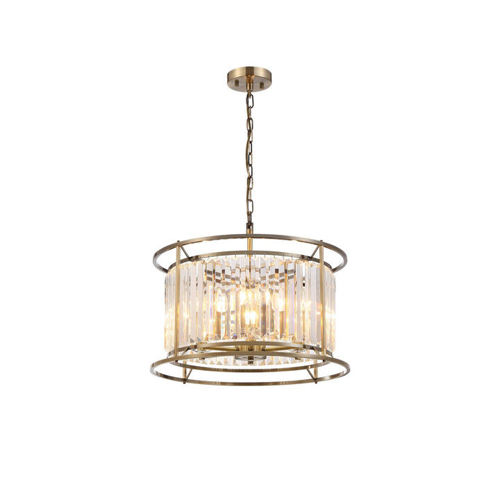 Nelson Lighting NL91299 Maccia 6 Light Pendant/Ceiling Light Antique Brass Clear