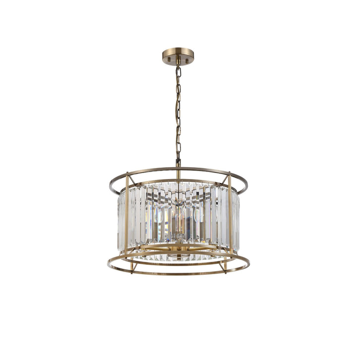 Nelson Lighting NL91299 Maccia 6 Light Pendant/Ceiling Light Antique Brass Clear