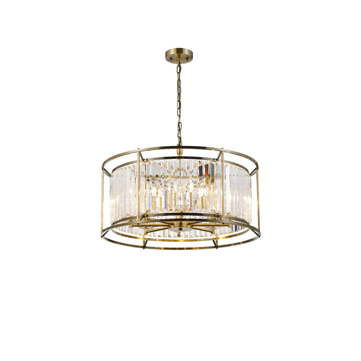 Nelson Lighting NL91309 Maccia 8 Light Pendant/Ceiling Light Antique Brass Clear