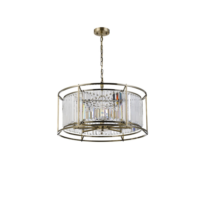 Nelson Lighting NL91309 Maccia 8 Light Pendant/Ceiling Light Antique Brass Clear