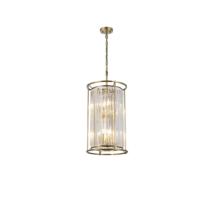 Nelson Lighting NL91319 Maccia 6 Light Pendant/Ceiling Light Antique Brass Clear