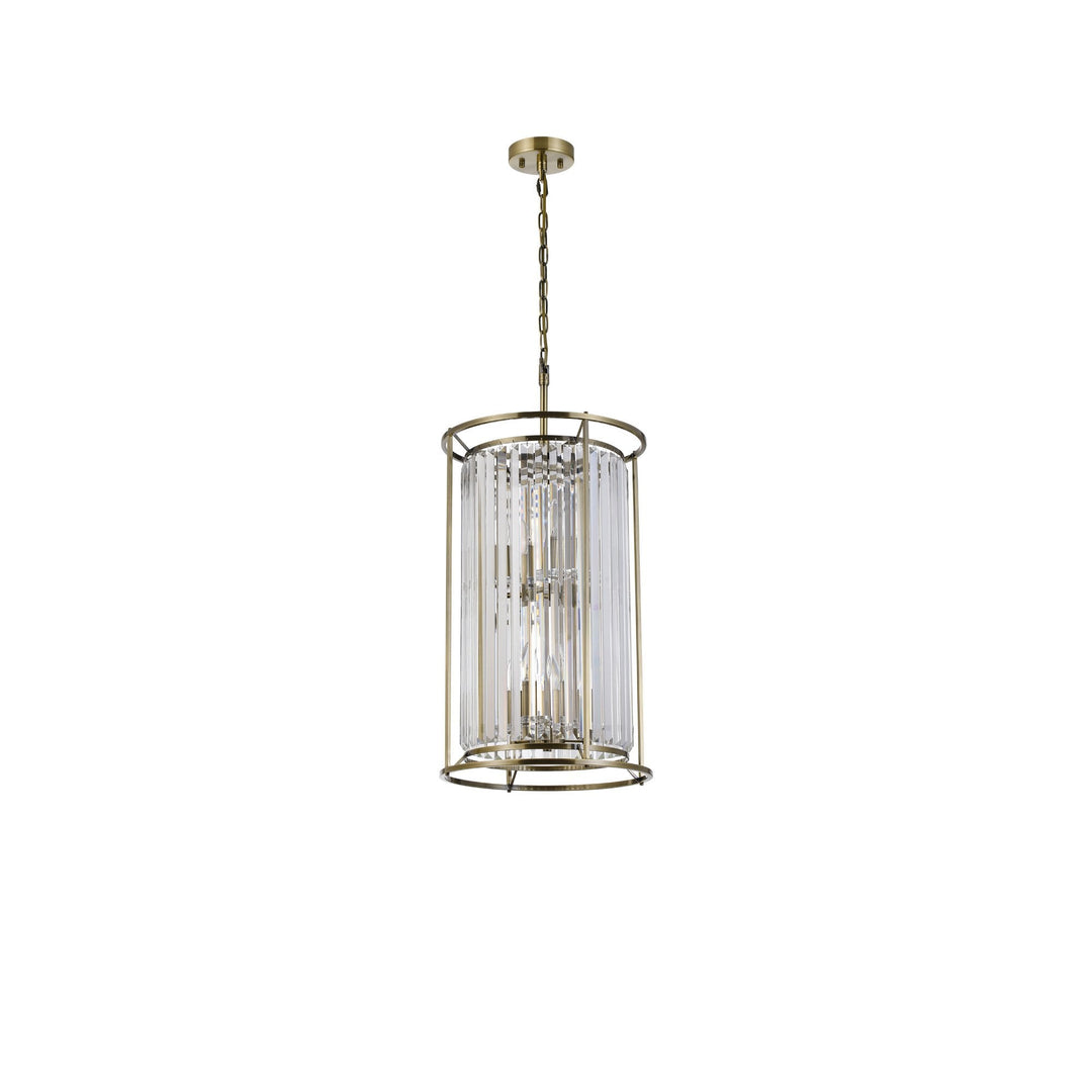 Nelson Lighting NL91319 Maccia 6 Light Pendant/Ceiling Light Antique Brass Clear