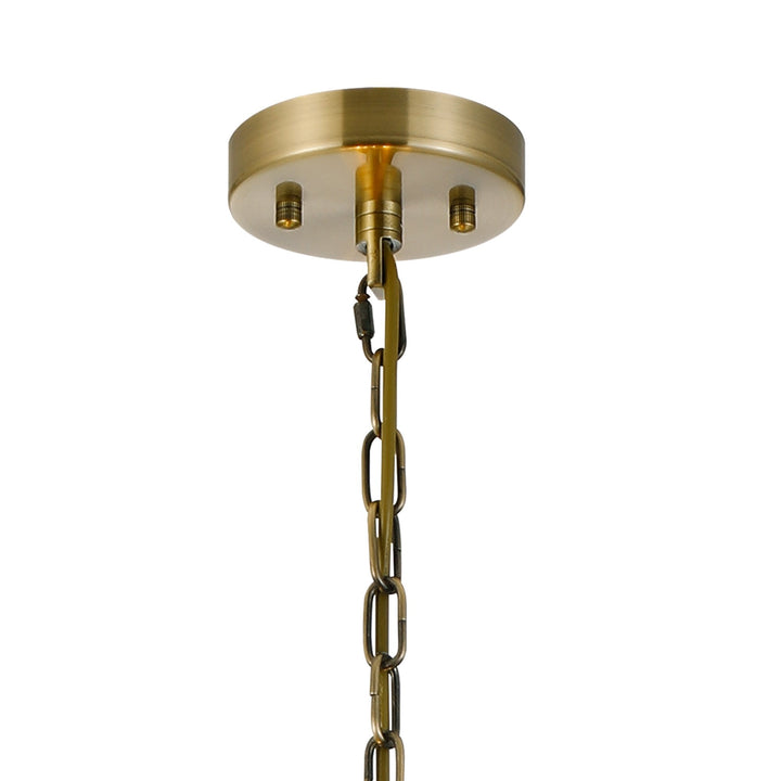 Nelson Lighting NL91319 Maccia 6 Light Pendant/Ceiling Light Antique Brass Clear