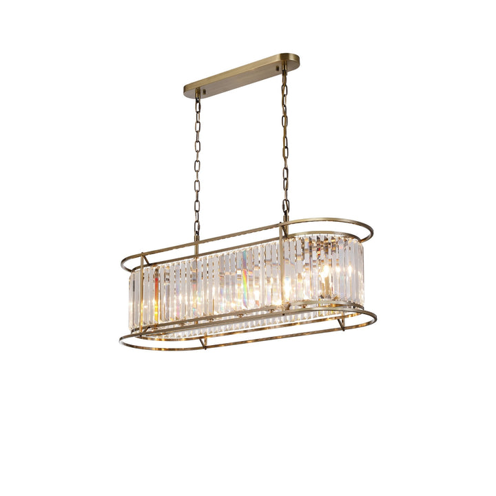 Nelson Lighting NL91329 Maccia 7 Light Pendant/Ceiling Light Antique Brass Clear