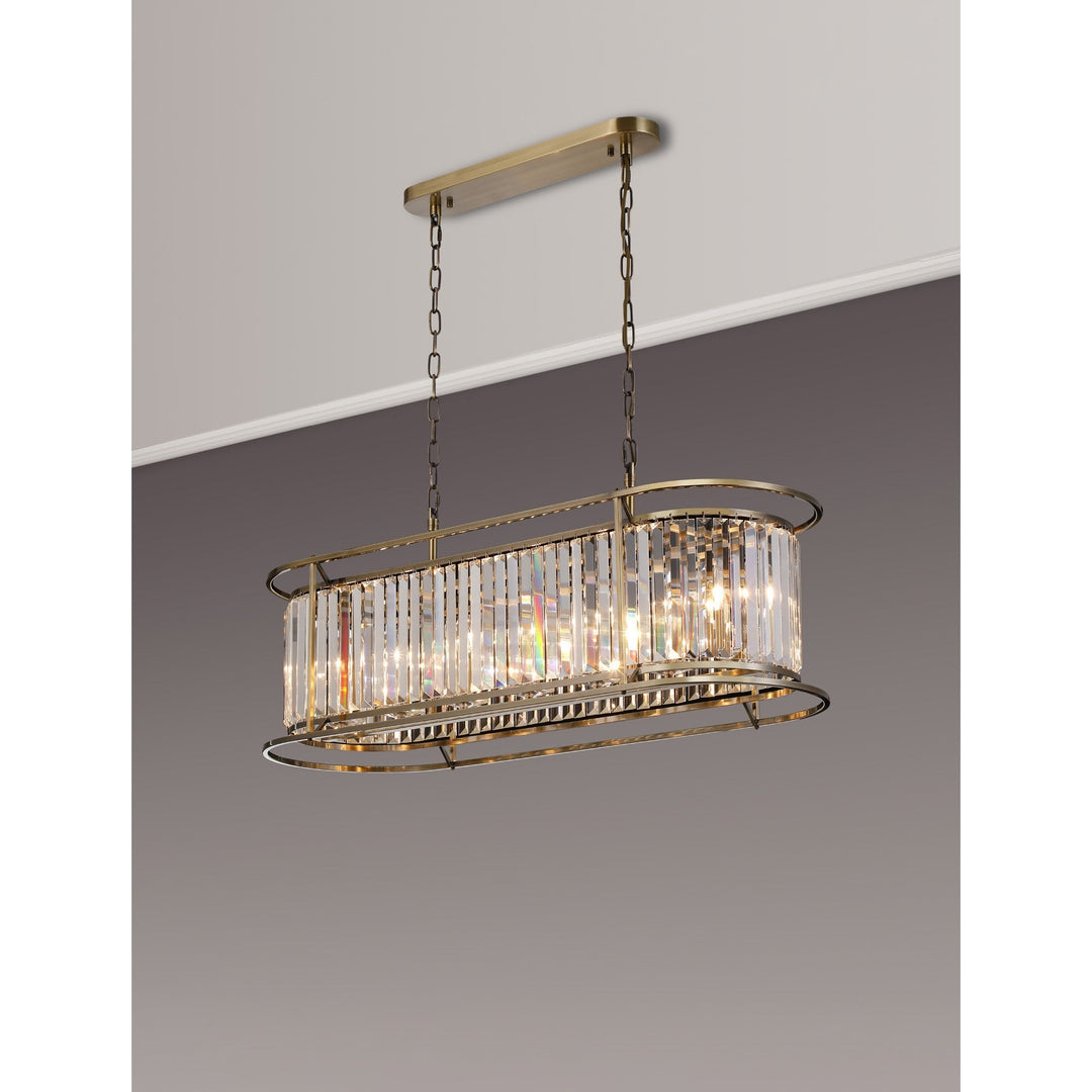 Nelson Lighting NL91329 Maccia 7 Light Pendant/Ceiling Light Antique Brass Clear