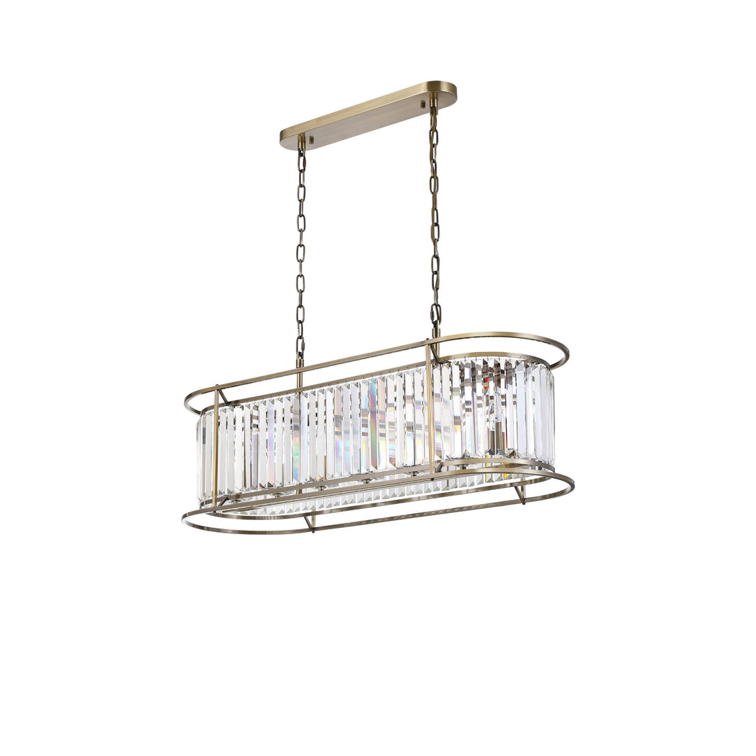 Nelson Lighting NL91329 Maccia 7 Light Pendant/Ceiling Light Antique Brass Clear