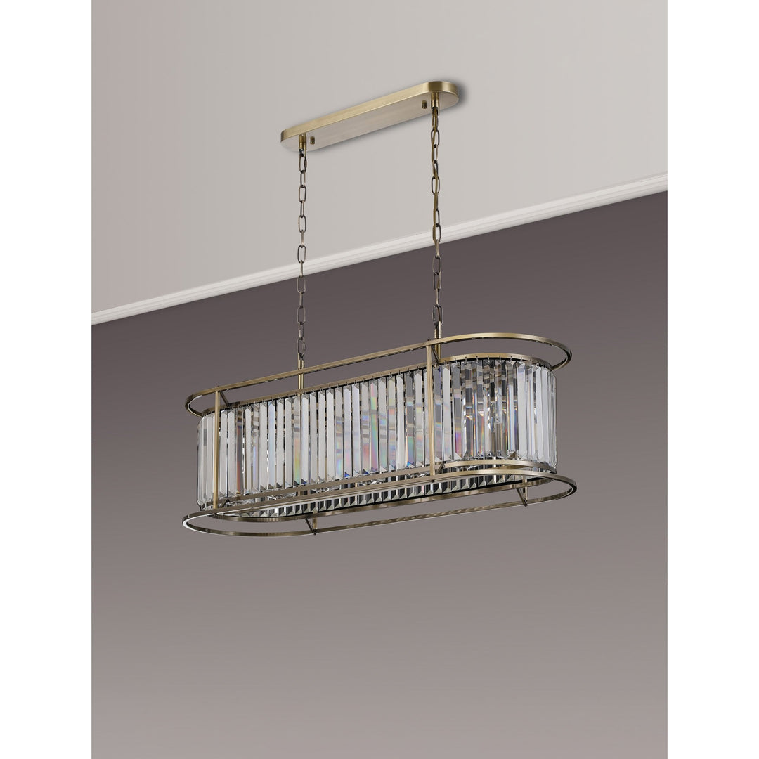 Nelson Lighting NL91329 Maccia 7 Light Pendant/Ceiling Light Antique Brass Clear