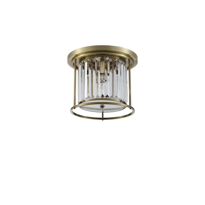 Nelson Lighting NL91339 Maccia 3 Light Flush Ceiling Light Antique Brass Clear