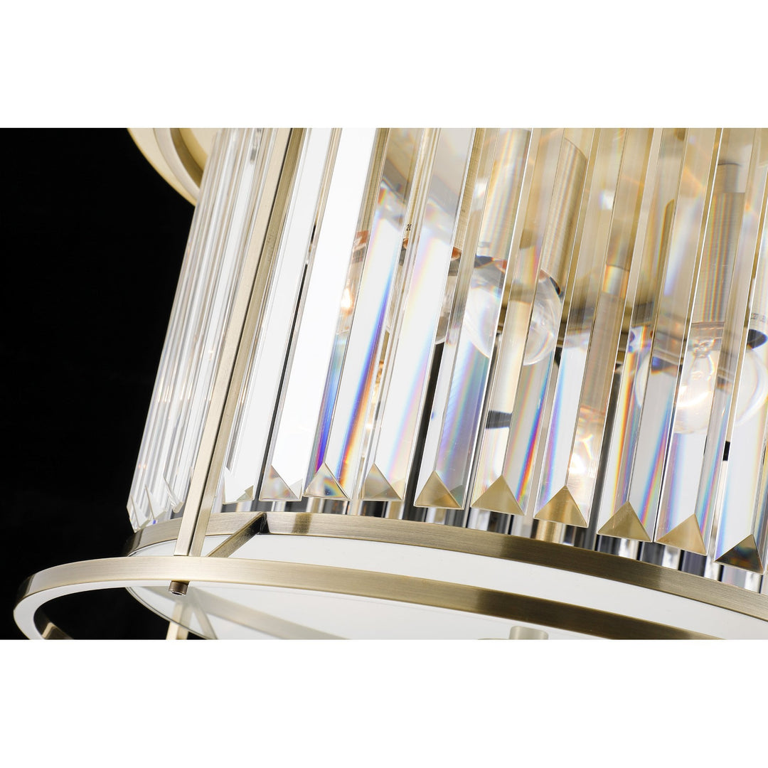 Nelson Lighting NL91339 Maccia 3 Light Flush Ceiling Light Antique Brass Clear