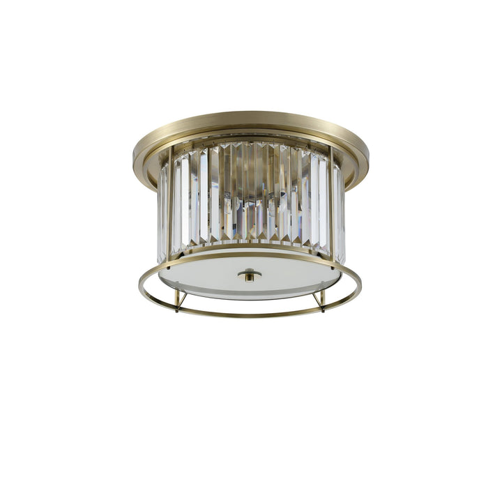 Nelson Lighting NL91349 Maccia 4 Light Flush Ceiling Light Antique Brass Clear