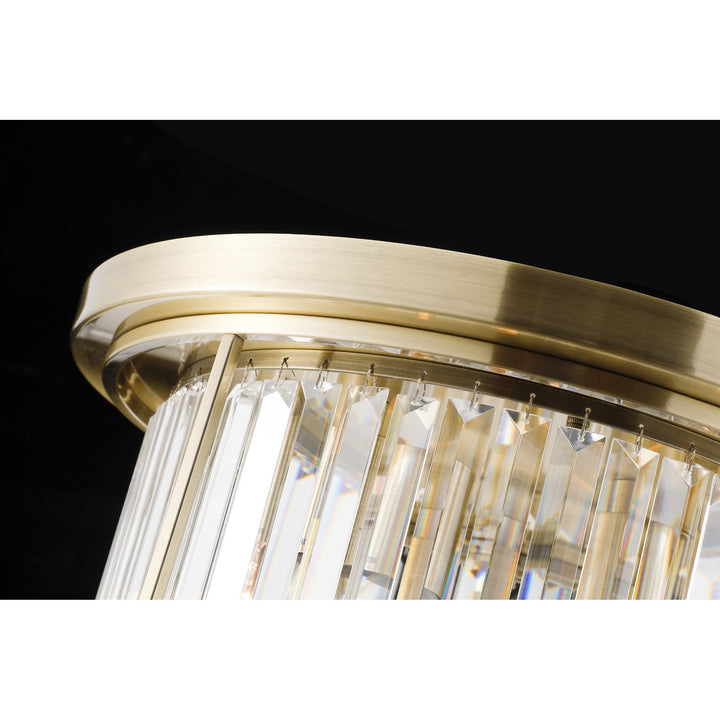 Nelson Lighting NL91349 Maccia 4 Light Flush Ceiling Light Antique Brass Clear