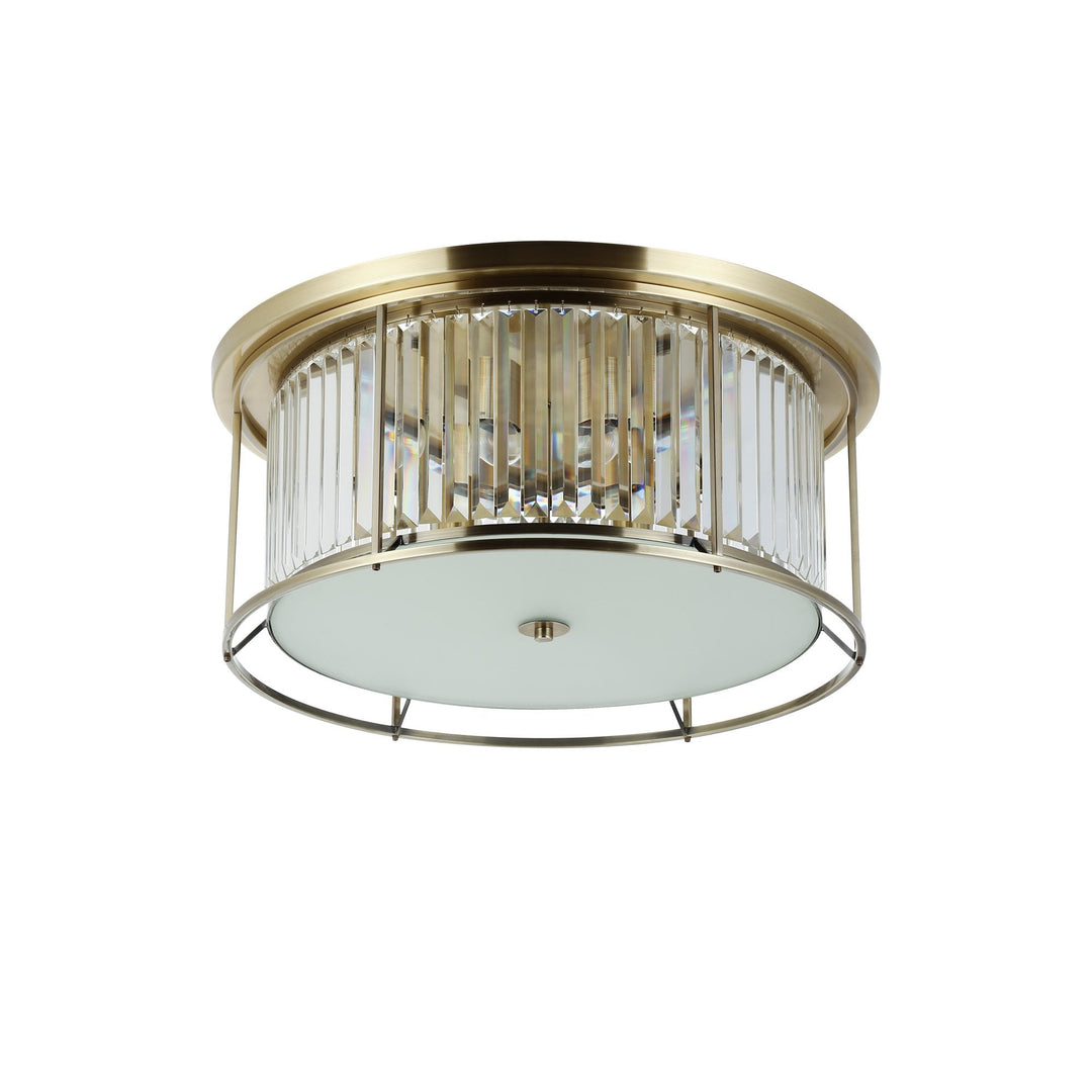 Nelson Lighting NL91359 Maccia 6 Light Flush Ceiling Light Antique Brass Clear